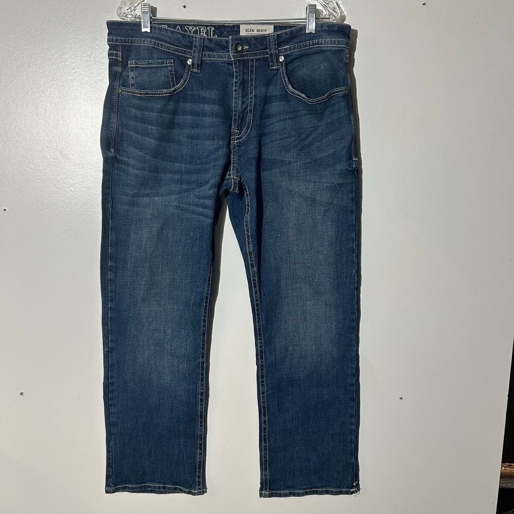 TK Axel Mens Slim Bootcut Blue Denim Jeans‎ W34 x L32